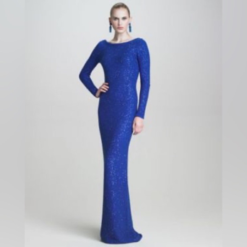 Oscar de la Renta Sequin Blue Dress